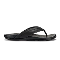 Olukai Hiapo Men's Leather Beach Sandals Lava Rock Footwear