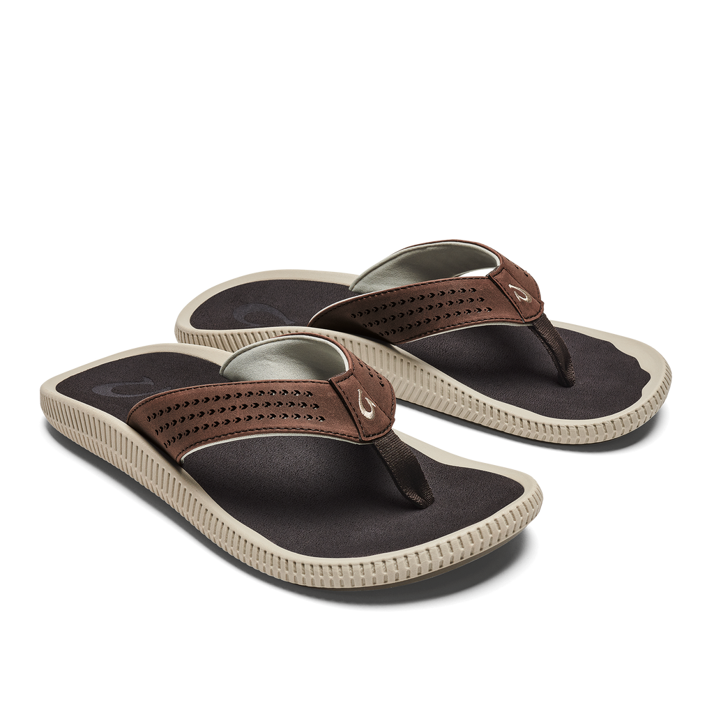Olukai Ulele Men's Beach Sandals Dark Wood 4 Olukai Ulele Men's Beach Sandals Dark Wood