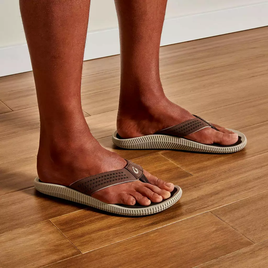 Olukai Ulele Men's Beach Sandals Dark Wood 5 Olukai Ulele Men's Beach Sandals Dark Wood