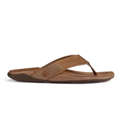 Footwear Olukai Tuahine Men's Leather Beach Sandals Toffee