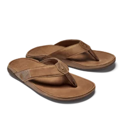 Footwear Olukai Tuahine Men's Leather Beach Sandals Toffee