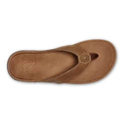 Footwear Olukai Tuahine Men's Leather Beach Sandals Toffee