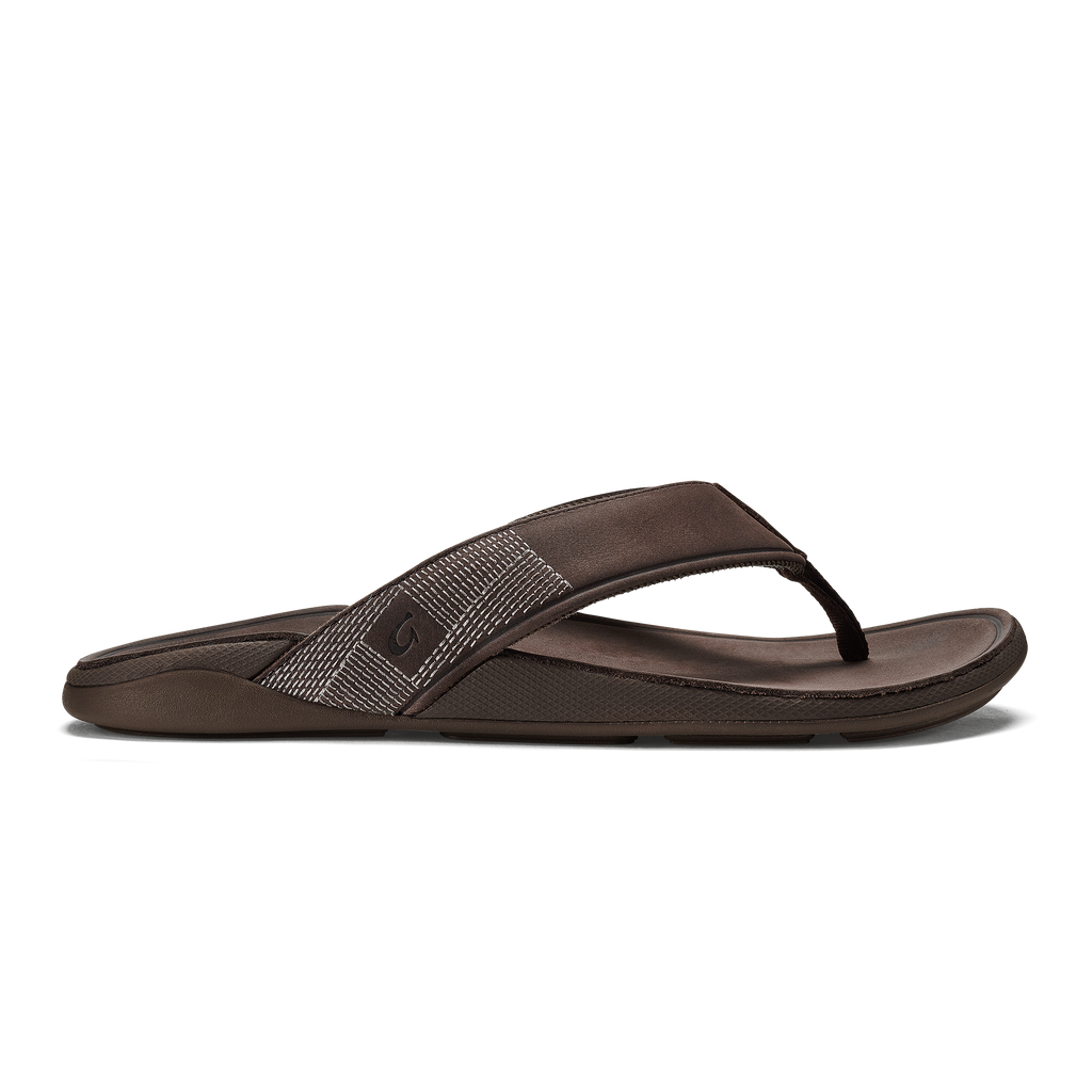 Olukai Tuahine Men's Leather Beach Sandals Dark Wood 1 Olukai Tuahine Men's Leather Beach Sandals Dark Wood