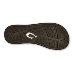 Olukai Tuahine Men's Leather Beach Sandals Dark Wood