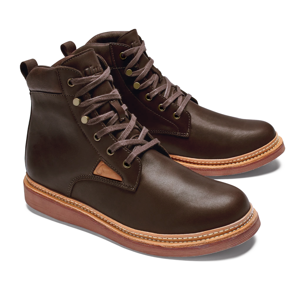 Olukai Kilakila Men's Leather Boot Dark Wood Footwear 2 Olukai Kilakila Men's Leather Boot Dark Wood Footwear