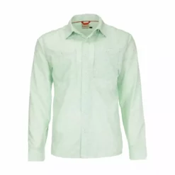 Simms Fishing Products Shirts Simms Double Haul LS Shirt Light Green Texture Wave Print