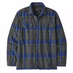 SALE Patagonia Men's Organic Cotton Midweight Fjord Flannel Shirt Edge Black