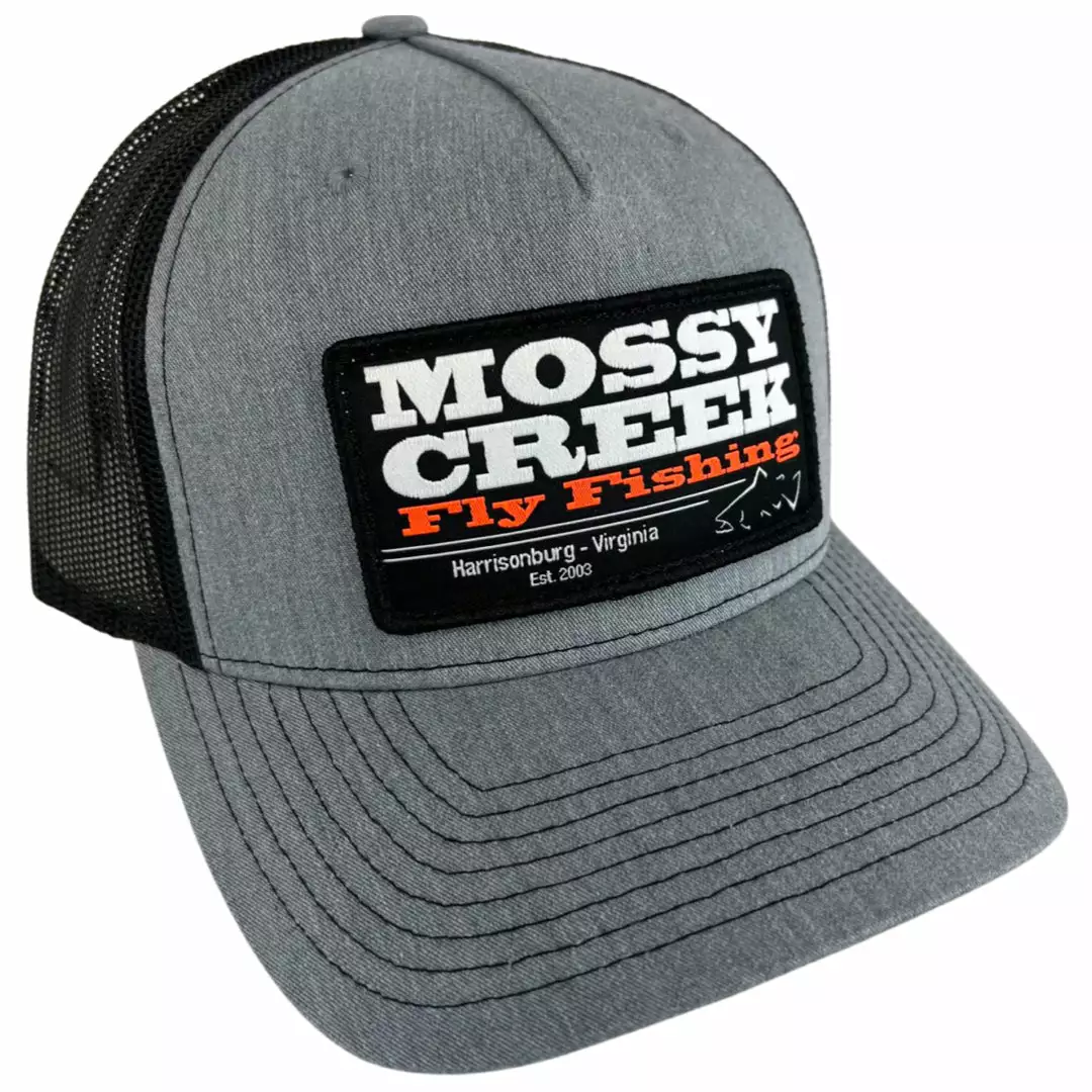 Mossy Creek Fly Fishing Hats Mossy Creek Patch Trucker Gray Black 1 Mossy Creek Fly Fishing Hats Mossy Creek Patch Trucker Gray Black
