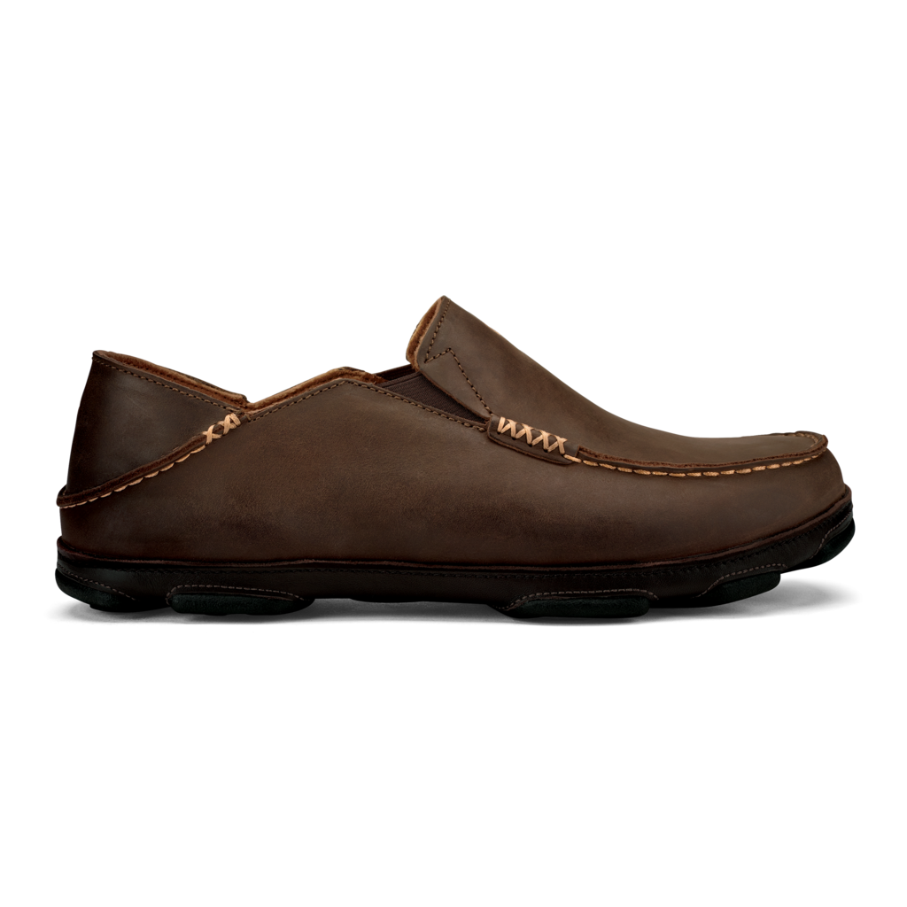 Olukai Moloa Men's Leather Slip-On Shoes Dark Wood / Dark Java 1 Olukai Moloa Men's Leather Slip-On Shoes Dark Wood / Dark Java