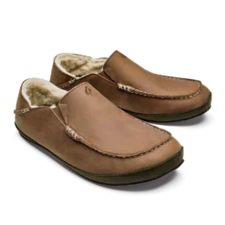 Footwear Olukai Moloa Men's Leather Slippers Toffee / Dark Wood 9 Footwear Olukai Moloa Men's Leather Slippers Toffee / Dark Wood