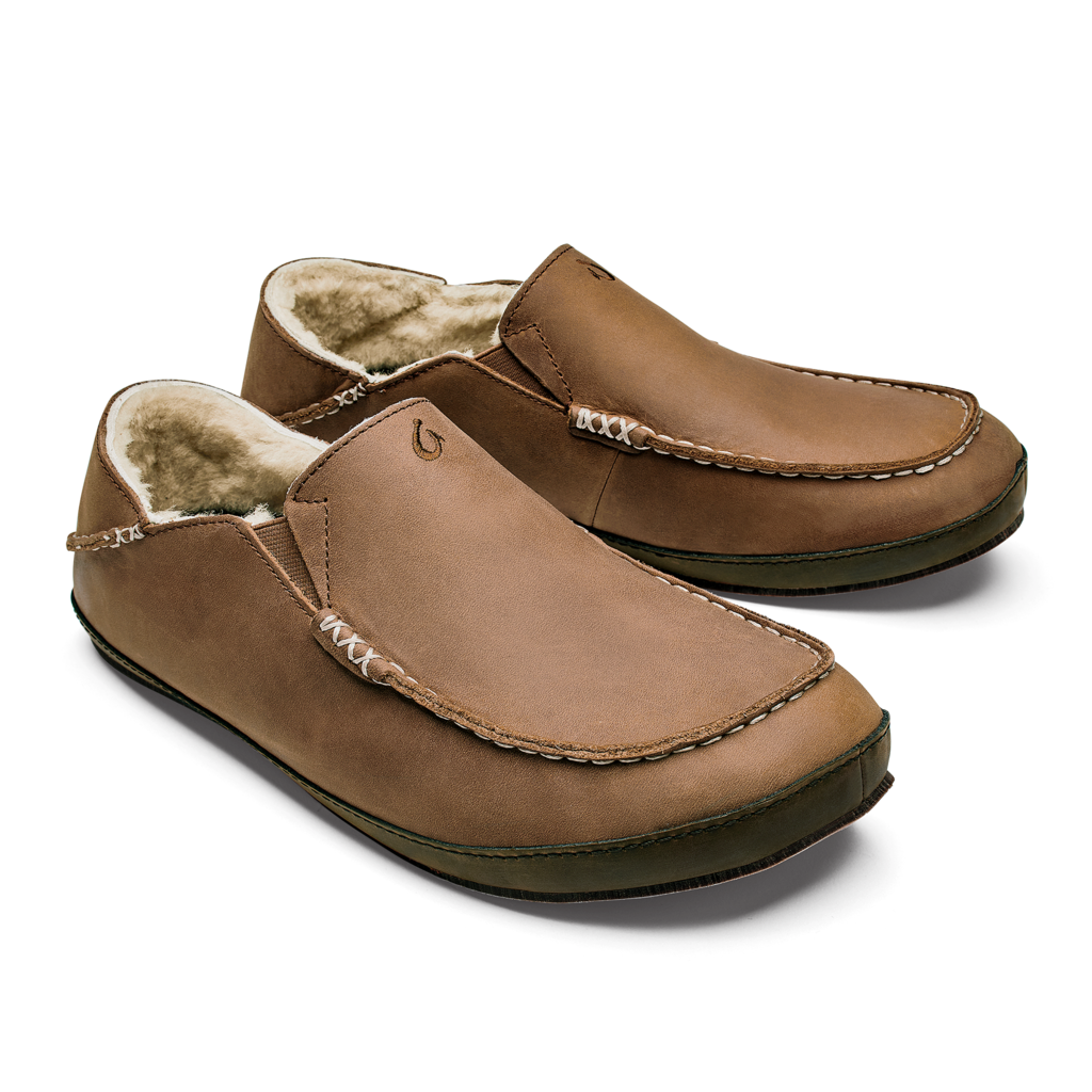 Footwear Olukai Moloa Men's Leather Slippers Toffee / Dark Wood 3 Footwear Olukai Moloa Men's Leather Slippers Toffee / Dark Wood